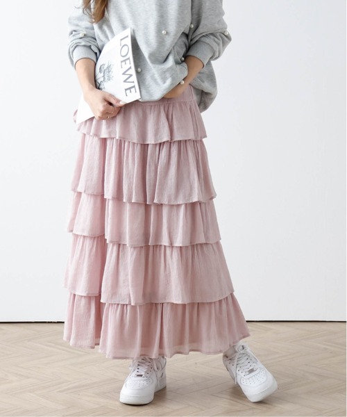 AMELY(エミリー)の「楊柳シフォンスカート(スカート・レディース・ピンク/イエロー/ホワイト/ブラック・フリー)」の4枚目の写真