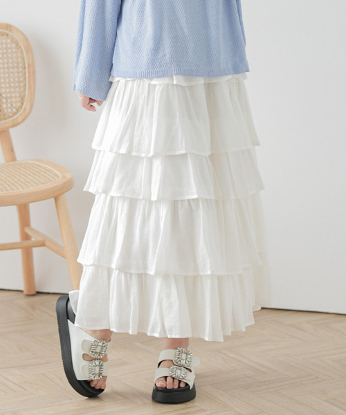 AMELY(エミリー)の「楊柳シフォンスカート(スカート・レディース・ピンク/イエロー/ホワイト/ブラック・フリー)」の17枚目の写真