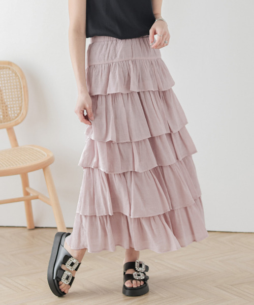 AMELY(エミリー)の「楊柳シフォンスカート(スカート・レディース・ピンク/イエロー/ホワイト/ブラック・フリー)」の20枚目の写真