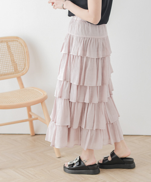 AMELY(エミリー)の「楊柳シフォンスカート(スカート・レディース・ピンク/イエロー/ホワイト/ブラック・フリー)」の16枚目の写真