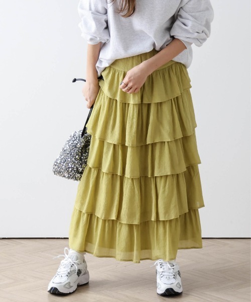 AMELY(エミリー)の「楊柳シフォンスカート(スカート・レディース・ピンク/イエロー/ホワイト/ブラック・フリー)」の5枚目の写真