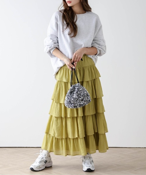 AMELY(エミリー)の「楊柳シフォンスカート(スカート・レディース・ピンク/イエロー/ホワイト/ブラック・フリー)」の6枚目の写真