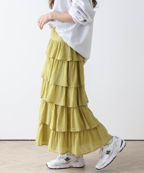 AMELY(エミリー)の「楊柳シフォンスカート(スカート・レディース・ピンク/イエロー/ホワイト/ブラック・フリー)」の7枚目の写真