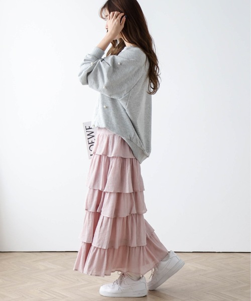 AMELY(エミリー)の「楊柳シフォンスカート(スカート・レディース・ピンク/イエロー/ホワイト/ブラック・フリー)」の12枚目の写真