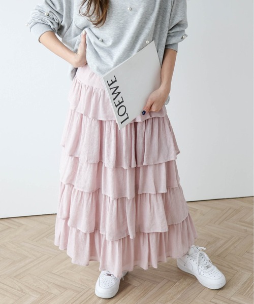 AMELY(エミリー)の「楊柳シフォンスカート(スカート・レディース・ピンク/イエロー/ホワイト/ブラック・フリー)」の14枚目の写真