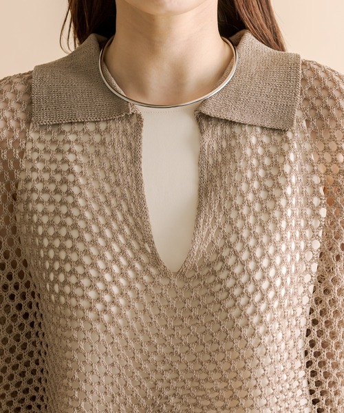 mline（エムライン）の「[mline]メッシュニットタンクワンピースセット（ワンピース・レディース・ベージュ/ブルー/オリーブ・1/2）」の13枚目の写真