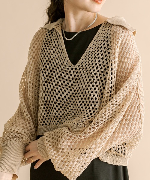 mline（エムライン）の「[mline]メッシュニットタンクワンピースセット（ワンピース・レディース・ベージュ/ブルー/オリーブ・1/2）」の21枚目の写真