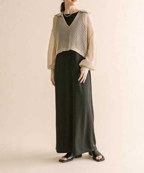 mline（エムライン）の「[mline]メッシュニットタンクワンピースセット（ワンピース・レディース・ベージュ/ブルー/オリーブ・1/2）」の22枚目の写真