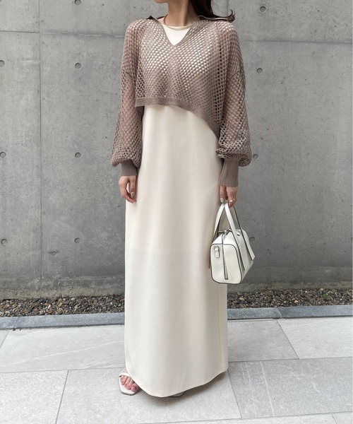 mline（エムライン）の「[mline]メッシュニットタンクワンピースセット（ワンピース・レディース・ベージュ/ブルー/オリーブ・1/2）」の8枚目の写真