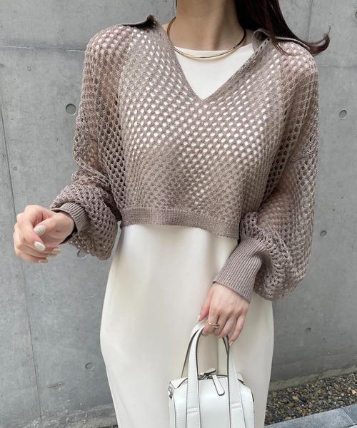 mline（エムライン）の「[mline]メッシュニットタンクワンピースセット（ワンピース・レディース・ベージュ/ブルー/オリーブ・1/2）」の6枚目の写真