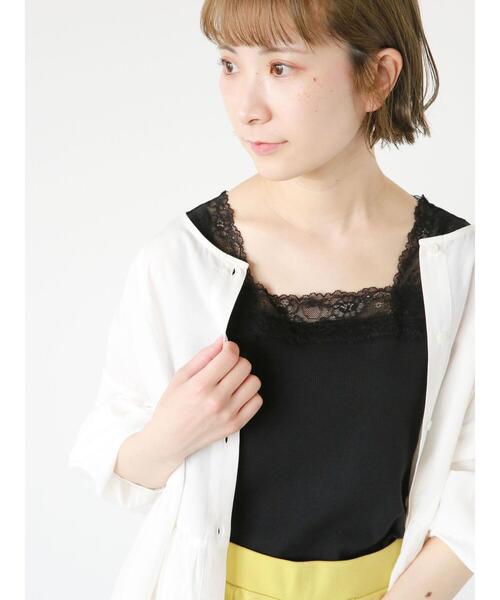 Samansa Mos2 blue(サマンサモスモスブルー)の「前後2way幅広レースタンクトップ(タンクトップ・レディース・ブラック/ベージュ/オフホワイト・LARGE/MEDIUM)」の4枚目の写真