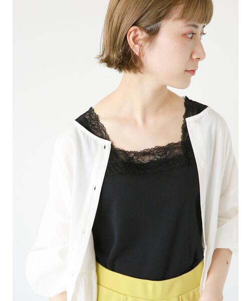 Samansa Mos2 blue(サマンサモスモスブルー)の「前後2way幅広レースタンクトップ(タンクトップ・レディース・ブラック/ベージュ/オフホワイト・LARGE/MEDIUM)」の18枚目の写真