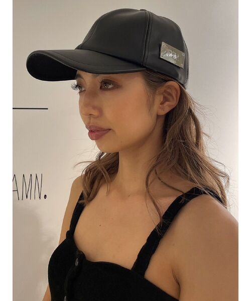 GYDA（ジェイダ）の「GYDAプレートキャップ（キャップ・レディース・ブラック/オフホワイト・FREE）」の3枚目の写真