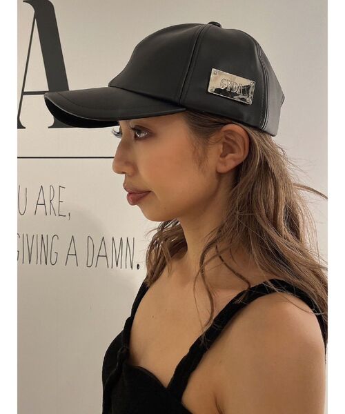 GYDA（ジェイダ）の「GYDAプレートキャップ（キャップ・レディース・ブラック/オフホワイト・FREE）」の4枚目の写真