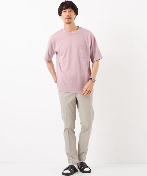 green label relaxing(グリーンレーベルリラクシング)の「ウールブレンド クルーネック Tシャツ -ウォッシャブル-(Tシャツ/カットソー・メンズ・ライトピンク/ターコイズブルー/ブラック/ライトグレー・S/L/XL/M)」の8枚目の写真