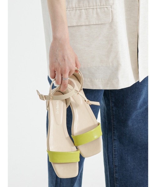 Te chichi（テチチ）の「シンプルバーサンダル（サンダル・レディース・グリーン/オフホワイト/ブラック・38/37）」の3枚目の写真