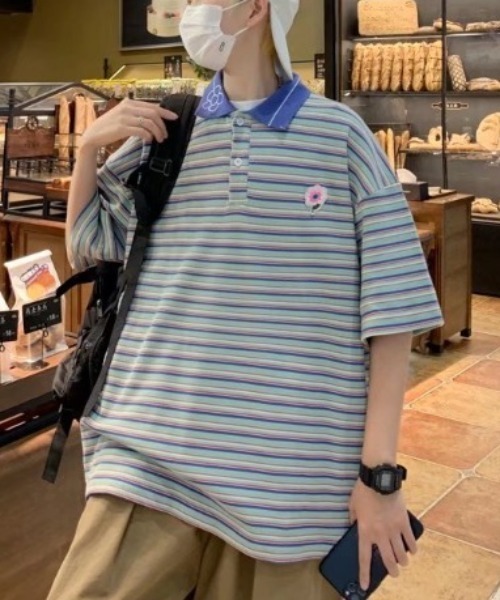 MGV（エムジーヴィー）の「マルチボーダーフラワーポロシャツ（ポロシャツ・メンズ・グリーン/ブルー・MEDIUM/LARGE/X-LARGE）」の19枚目の写真