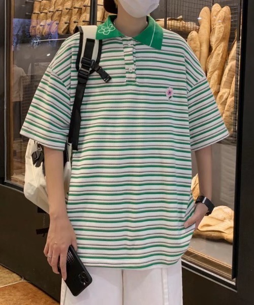 MGV（エムジーヴィー）の「マルチボーダーフラワーポロシャツ（ポロシャツ・メンズ・グリーン/ブルー・MEDIUM/LARGE/X-LARGE）」の18枚目の写真