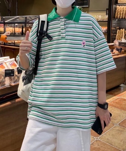 MGV（エムジーヴィー）の「マルチボーダーフラワーポロシャツ（ポロシャツ・メンズ・グリーン/ブルー・MEDIUM/LARGE/X-LARGE）」の21枚目の写真