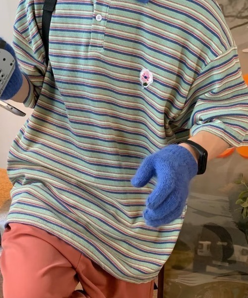 MGV（エムジーヴィー）の「マルチボーダーフラワーポロシャツ（ポロシャツ・メンズ・グリーン/ブルー・MEDIUM/LARGE/X-LARGE）」の6枚目の写真