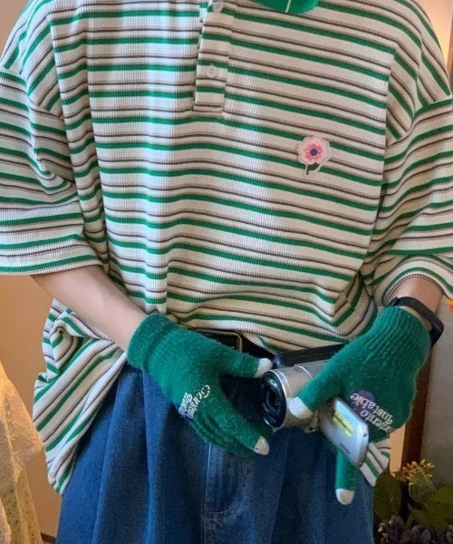 MGV（エムジーヴィー）の「マルチボーダーフラワーポロシャツ（ポロシャツ・メンズ・グリーン/ブルー・MEDIUM/LARGE/X-LARGE）」の11枚目の写真