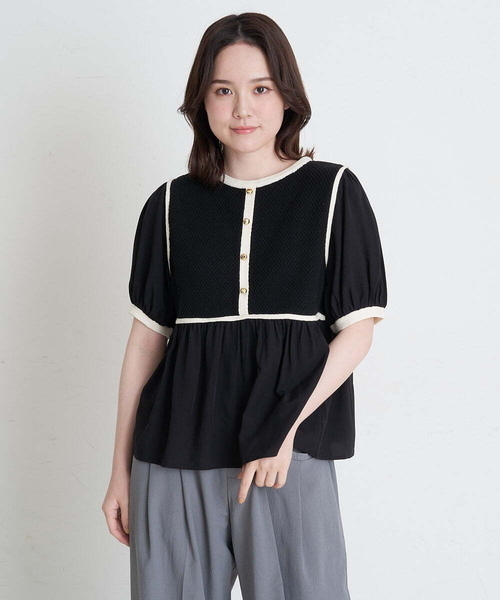 A de a.v.v(アードアー・ヴェ・ヴェ)の「(SETUP対応)ニットボレロドッキングブラウス(ニット/セーター・レディース・ブラック/ベージュ・36/38)」の3枚目の写真