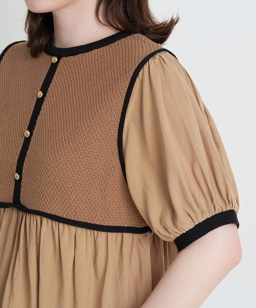 A de a.v.v(アードアー・ヴェ・ヴェ)の「(SETUP対応)ニットボレロドッキングブラウス(ニット/セーター・レディース・ブラック/ベージュ・36/38)」の8枚目の写真