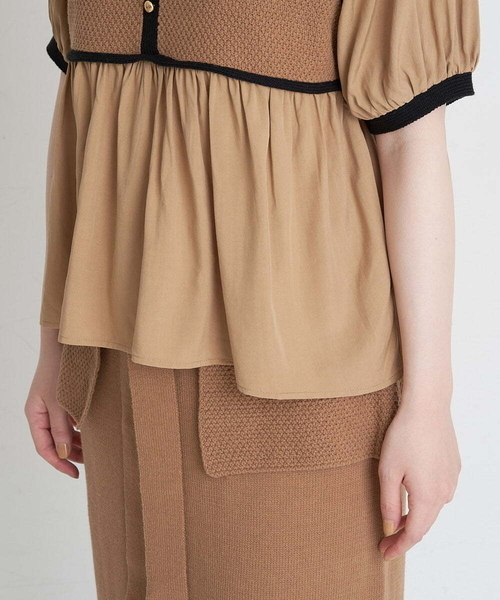 A de a.v.v(アードアー・ヴェ・ヴェ)の「(SETUP対応)ニットボレロドッキングブラウス(ニット/セーター・レディース・ブラック/ベージュ・36/38)」の9枚目の写真