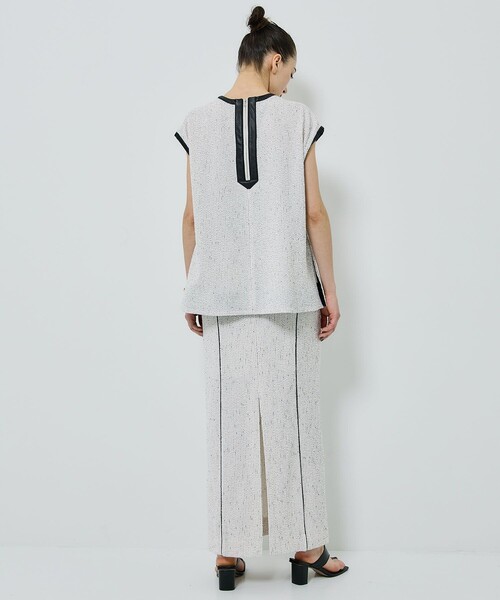 STUDIOUS（ステュディオス）の「【STUDIOUS/ステュディオス】ツイードライク2WAYジャージートップ〈セットアップ対応〉（Tシャツ/カットソー・レディース・ブラック/オフホワイト/ネイビー・FREE）」の9枚目の写真