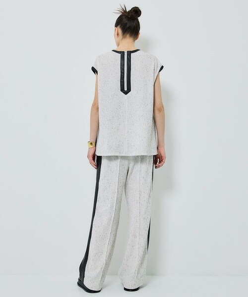 STUDIOUS（ステュディオス）の「【STUDIOUS/ステュディオス】ツイードライク2WAYジャージートップ〈セットアップ対応〉（Tシャツ/カットソー・レディース・ブラック/オフホワイト/ネイビー・FREE）」の12枚目の写真