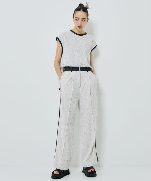 STUDIOUS（ステュディオス）の「【STUDIOUS/ステュディオス】ツイードライク2WAYジャージートップ〈セットアップ対応〉（Tシャツ/カットソー・レディース・ブラック/オフホワイト/ネイビー・FREE）」の13枚目の写真