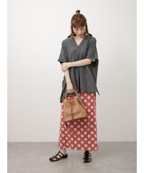 Lugnoncure(ルノンキュール)の「ポリ麻スキッパーシャツ(シャツ/ブラウス・レディース・オフホワイト/チャコールグレー/ピンク/ネイビー・F)」の13枚目の写真