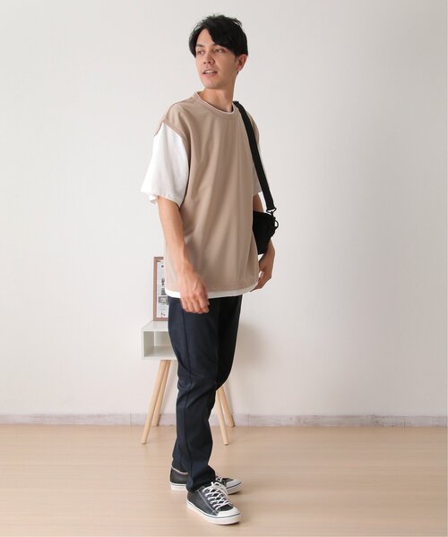ikka(イッカ)の「【接触冷感/吸水速乾】マルチファンクションベストT【親子コーデ】(Tシャツ/カットソー・メンズ・ネイビー/ベージュ/ピンク/オリーブ/ブルー・S/M/L/XL)」の19枚目の写真