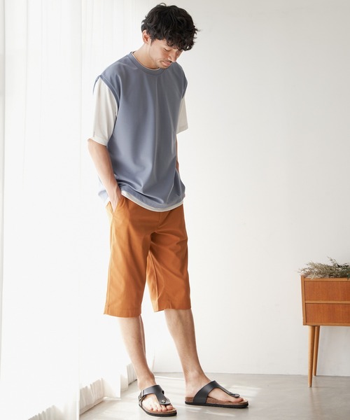 ikka(イッカ)の「【接触冷感/吸水速乾】マルチファンクションベストT【親子コーデ】(Tシャツ/カットソー・メンズ・ネイビー/ベージュ/ピンク/オリーブ/ブルー・S/M/L/XL)」の10枚目の写真
