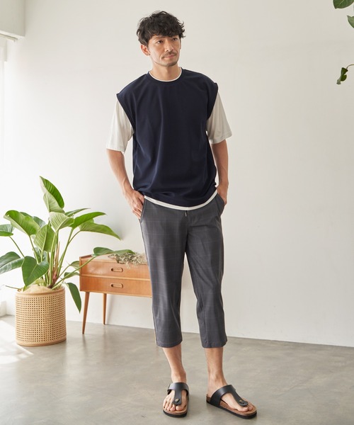 ikka(イッカ)の「【接触冷感/吸水速乾】マルチファンクションベストT【親子コーデ】(Tシャツ/カットソー・メンズ・ネイビー/ベージュ/ピンク/オリーブ/ブルー・S/M/L/XL)」の8枚目の写真