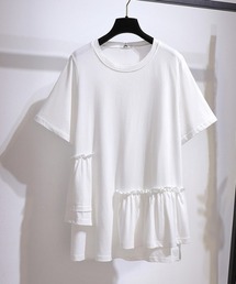 アシメフリル半袖トップス