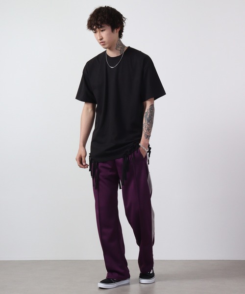 REGIEVO(レジエボ)の「REGIEVO 袖フリンジ使い半袖Tシャツ(Tシャツ/カットソー・メンズ・ブラック/オフホワイト・L/M)」の22枚目の写真