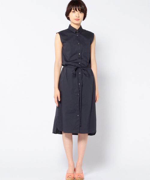 Another Edition（アナザーエディション）の「ノースリーブシャツワンピース/AEBC NSL SHT OP◆（ワンピース・レディース・ホワイト/ネイビー・フリー）」の4枚目の写真