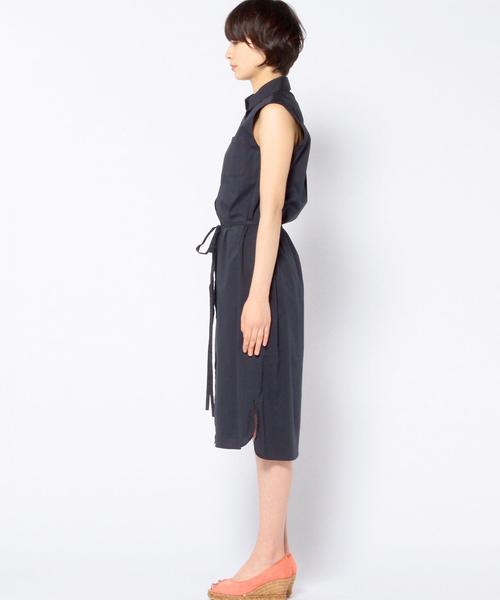 Another Edition（アナザーエディション）の「ノースリーブシャツワンピース/AEBC NSL SHT OP◆（ワンピース・レディース・ホワイト/ネイビー・フリー）」の5枚目の写真