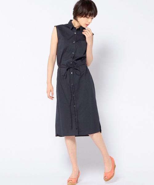 Another Edition（アナザーエディション）の「ノースリーブシャツワンピース/AEBC NSL SHT OP◆（ワンピース・レディース・ホワイト/ネイビー・フリー）」の6枚目の写真