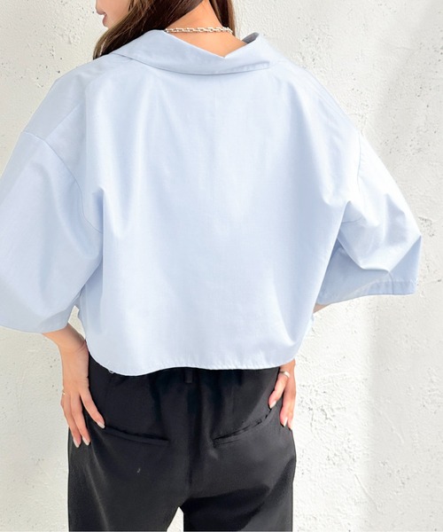 apres jour mignon(アプレジュールミニョン)の「クロップド半袖シャツ【ZOZOTOWN限定アイテム】(シャツ/ブラウス・レディース・ライトブルー/ブラック/ライトイエロー/オフホワイト・フリー/X-LARGE)」の18枚目の写真