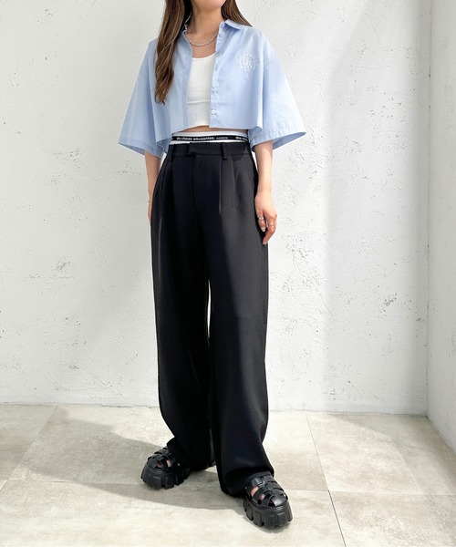 apres jour mignon(アプレジュールミニョン)の「クロップド半袖シャツ【ZOZOTOWN限定アイテム】(シャツ/ブラウス・レディース・ライトブルー/ブラック/ライトイエロー/オフホワイト・フリー/X-LARGE)」の19枚目の写真
