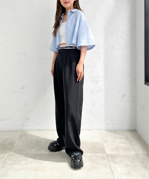 apres jour mignon(アプレジュールミニョン)の「クロップド半袖シャツ【ZOZOTOWN限定アイテム】(シャツ/ブラウス・レディース・ライトブルー/ブラック/ライトイエロー/オフホワイト・フリー/X-LARGE)」の20枚目の写真