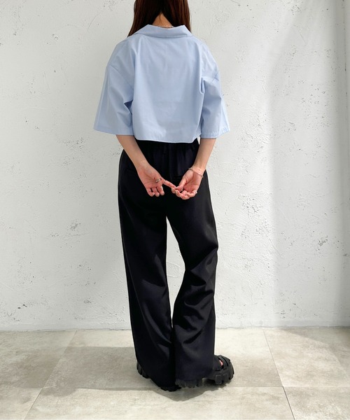 apres jour mignon(アプレジュールミニョン)の「クロップド半袖シャツ【ZOZOTOWN限定アイテム】(シャツ/ブラウス・レディース・ライトブルー/ブラック/ライトイエロー/オフホワイト・フリー/X-LARGE)」の21枚目の写真