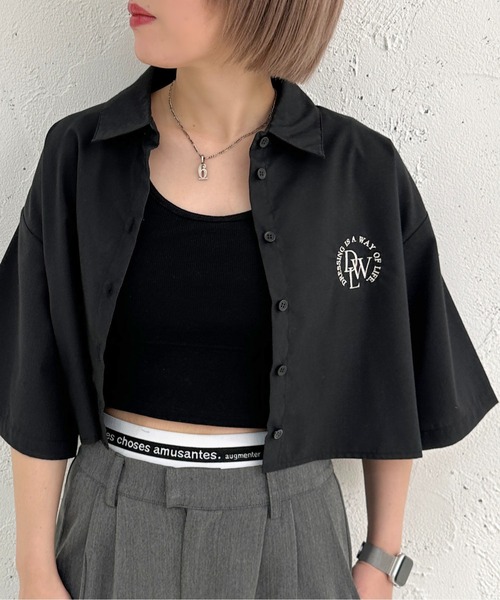 apres jour mignon(アプレジュールミニョン)の「クロップド半袖シャツ【ZOZOTOWN限定アイテム】(シャツ/ブラウス・レディース・ライトブルー/ブラック/ライトイエロー/オフホワイト・フリー/X-LARGE)」の11枚目の写真