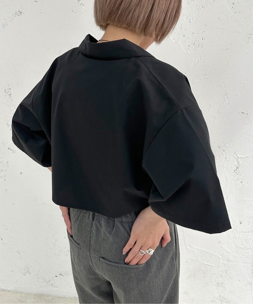 apres jour mignon(アプレジュールミニョン)の「クロップド半袖シャツ【ZOZOTOWN限定アイテム】(シャツ/ブラウス・レディース・ライトブルー/ブラック/ライトイエロー/オフホワイト・フリー/X-LARGE)」の12枚目の写真