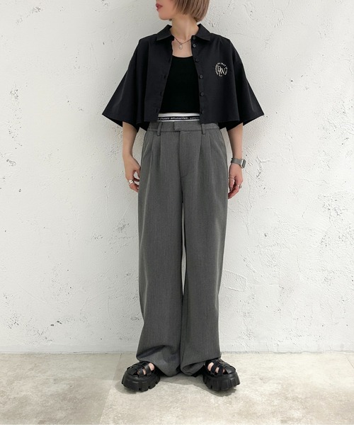 apres jour mignon(アプレジュールミニョン)の「クロップド半袖シャツ【ZOZOTOWN限定アイテム】(シャツ/ブラウス・レディース・ライトブルー/ブラック/ライトイエロー/オフホワイト・フリー/X-LARGE)」の13枚目の写真