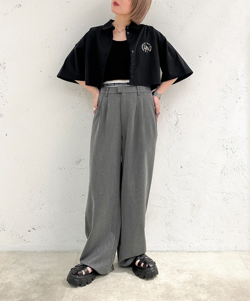 apres jour mignon(アプレジュールミニョン)の「クロップド半袖シャツ【ZOZOTOWN限定アイテム】(シャツ/ブラウス・レディース・ライトブルー/ブラック/ライトイエロー/オフホワイト・フリー/X-LARGE)」の14枚目の写真