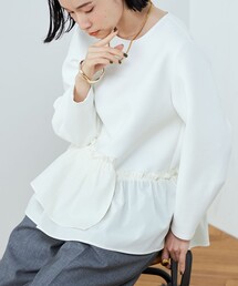 ◇【WEB限定カラーあり】エアボール ペプラムプルオーバーカットソー