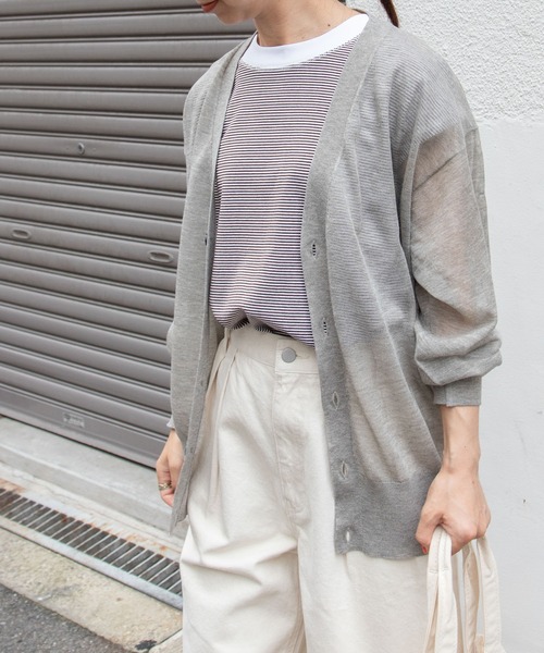 FORK&SPOON（フォークアンドスプーン）の「『一部WEB限定カラー』『洗濯可』FORK&SPOON　LEVITA V-NECK カーディガン（カーディガン/ボレロ・レディース・ベージュ系その他/オフホワイト/ブラック・1）」の5枚目の写真